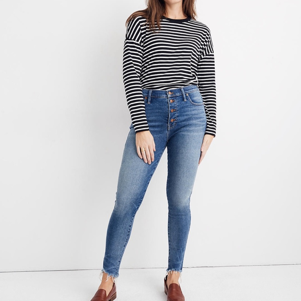 10" High-Rise Skinny Jeans in Cordova Wash: Button-Front Edition